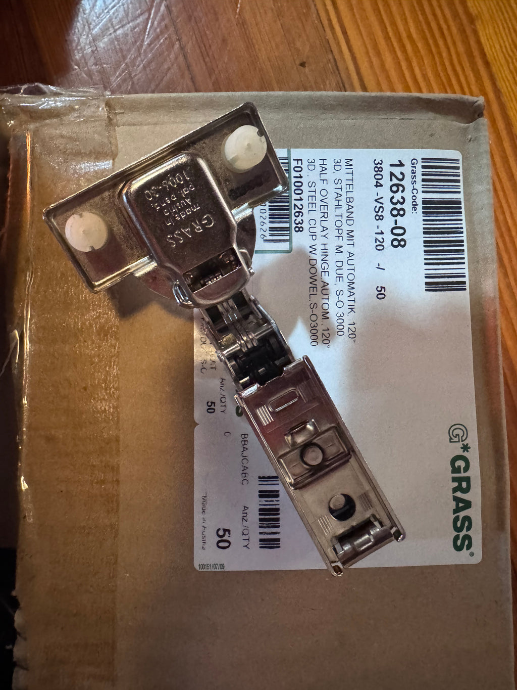 NEW GRASS 1006-30 Cabinet Hinge | Half Overlay | Self-Closing | Clip-On | OEM