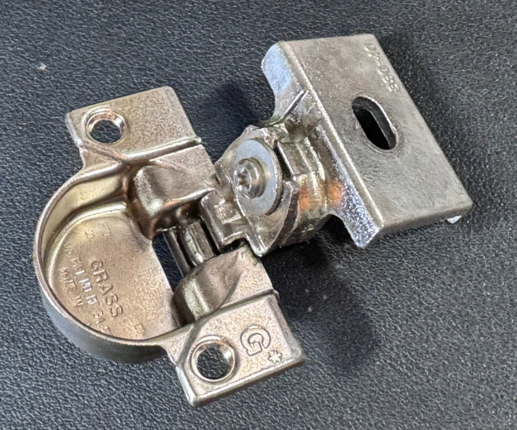 GRASS 850 cabinet hinge with 830-40 mounting plate for a 1-1/2" overlay face-frame cabinet application