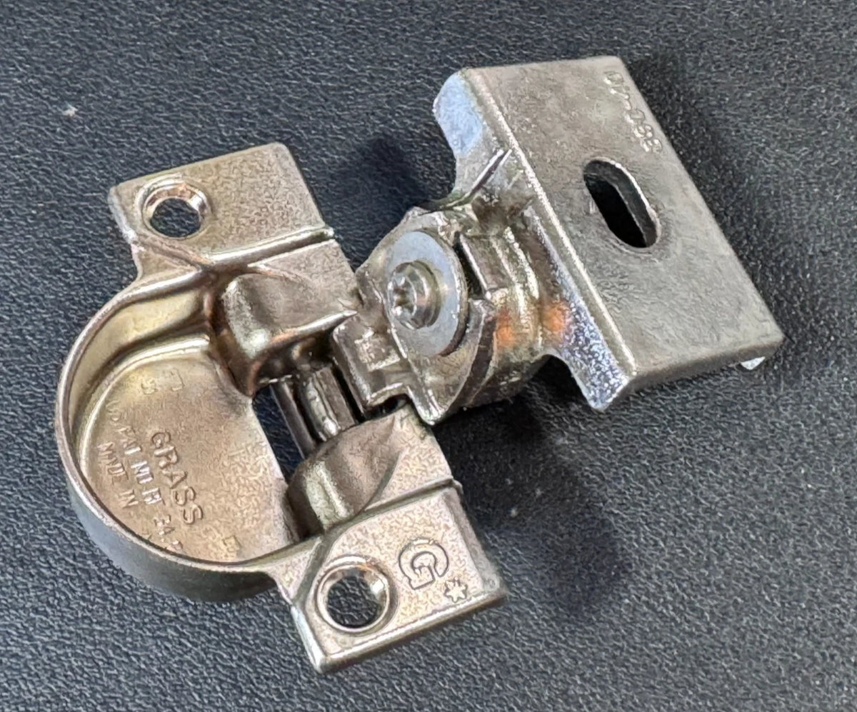 GRASS 850 cabinet hinge with 830-40 mounting plate for a 1-1/2" overlay face-frame cabinet application