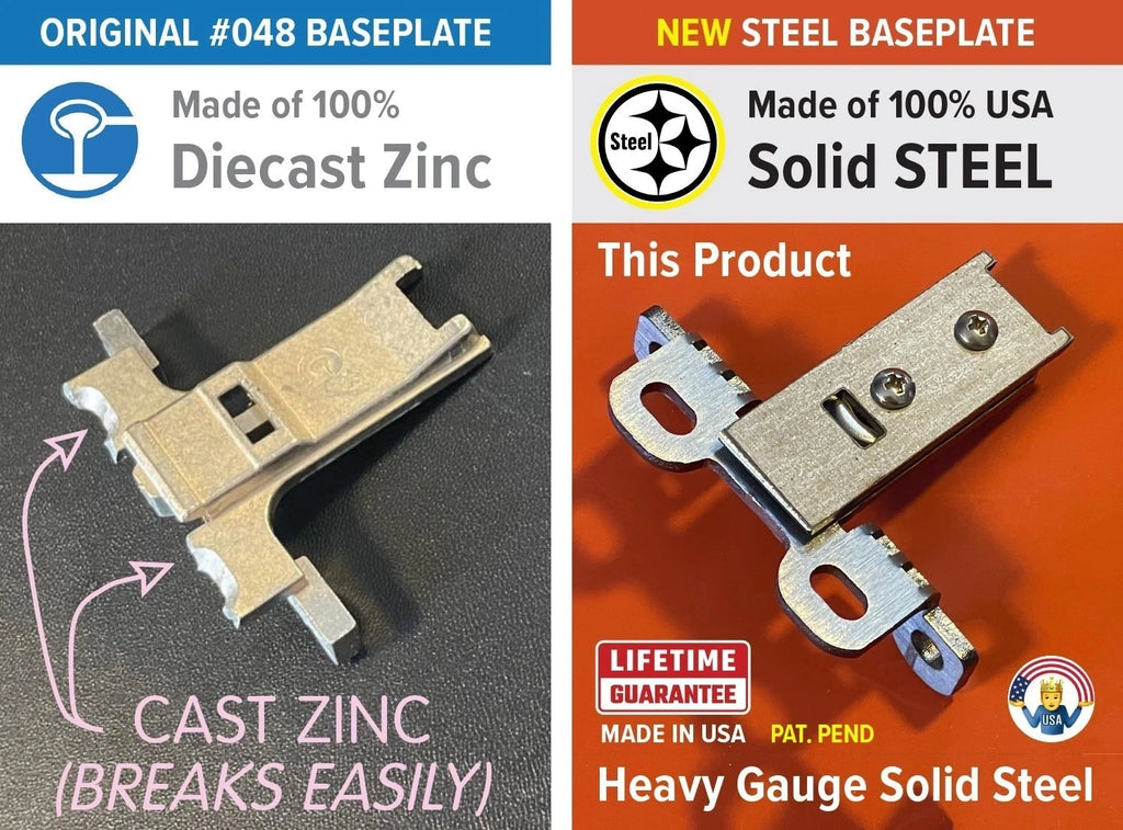 SOLID Steel #048 Clip-On Baseplate Replacement  USA Made • NEW