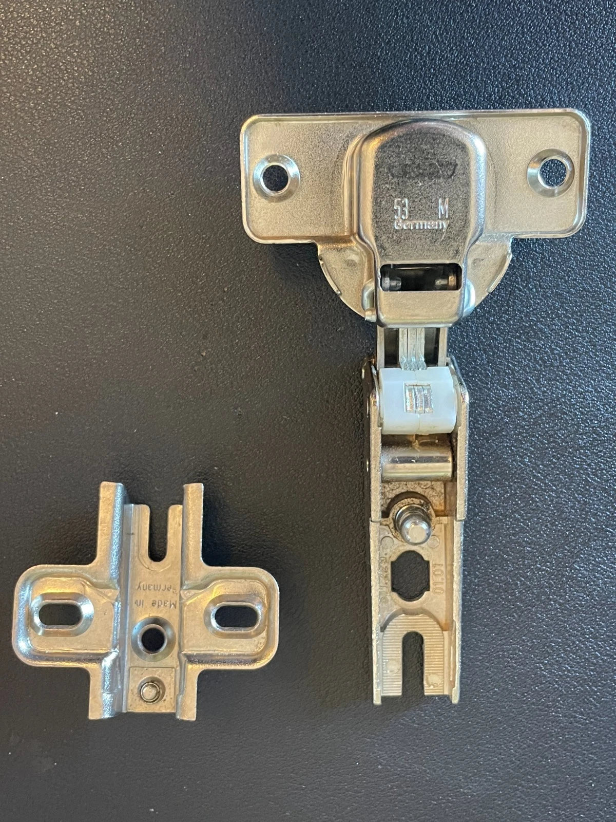 MEPLA 53 M Cabinet Hinge • 45° Angled, Self-Closing, Rare w/ Plate 314393 5200